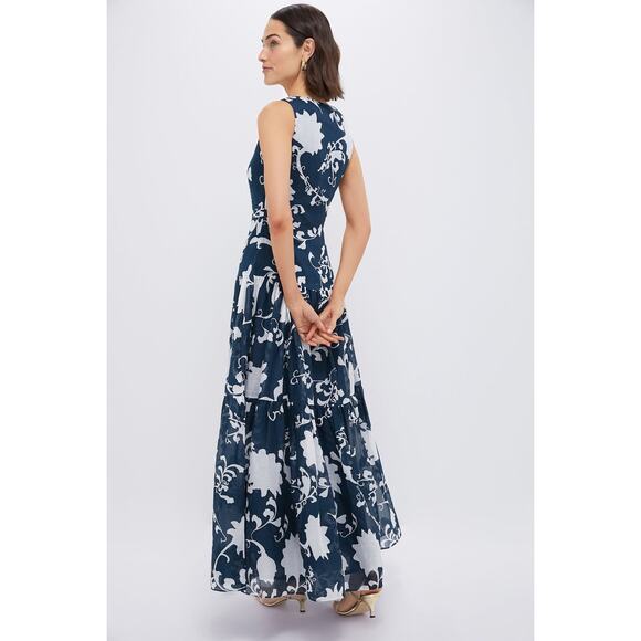 EMPORIO SIRENUSE Blue Flower Screen Antheia Midi Dress NWT 10 US Tuckernuck - Picture 2 of 6